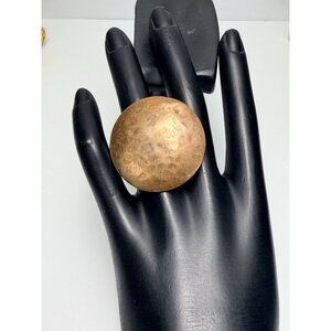 Vintage Solid Copper Adjustable Ring Sculptural Disc Design Size 6.5